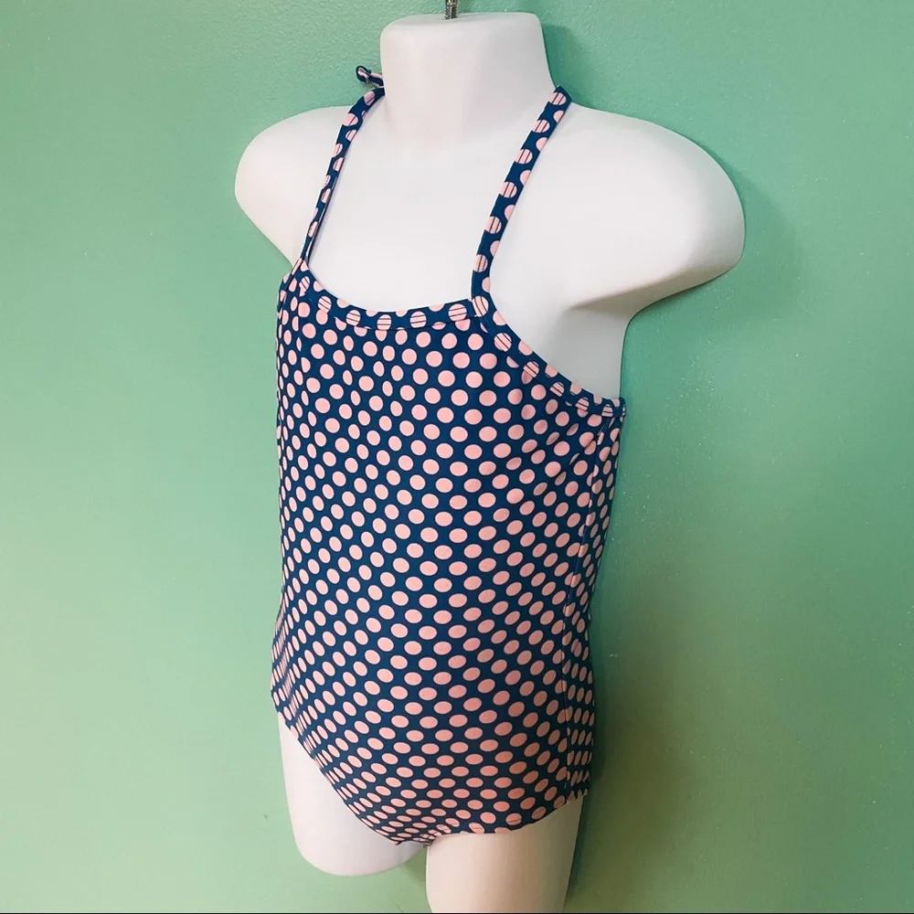 Toobydoo Navy & Pink Polka Dot Isla One Piece Swimsuit Girls Size 3-4Y